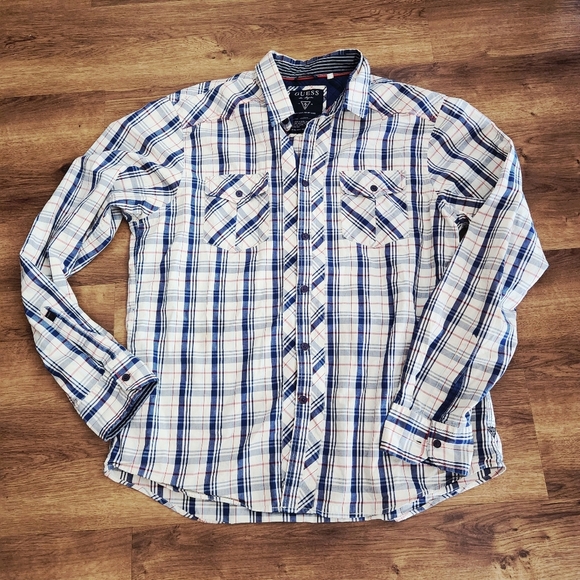 Guess Americana Plaid Button Down - Picture 1 of 6